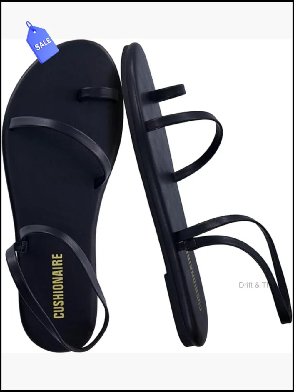 Strappy Flip Flop Sandals with Memory Foam, Adjustable Ankle Strap, Casual Flat